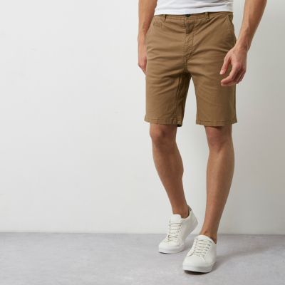 Brown slim fit shorts